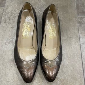 Vintage Ferragamo Pumps Brown Wingtip Sz 5.5